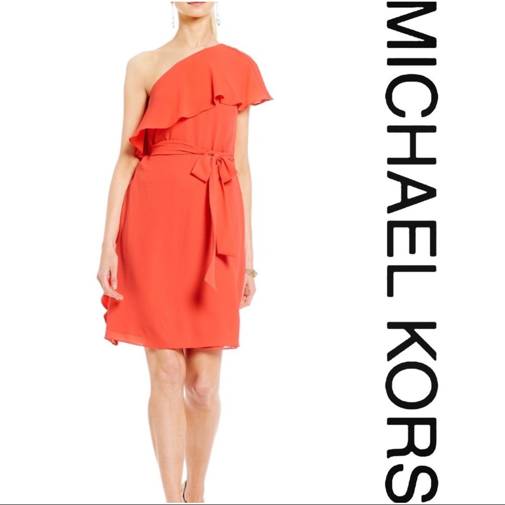 🧡💰⬇️ NWT! Michael Kors one shoulder ruffle dress